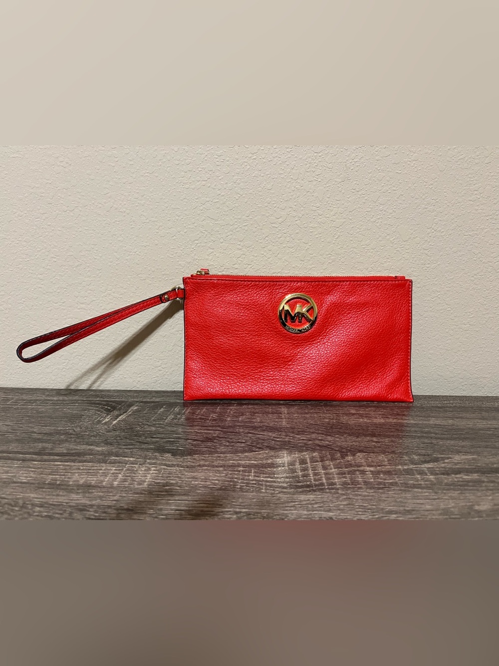 Michael Kors Red Leather Wristlet Clutch